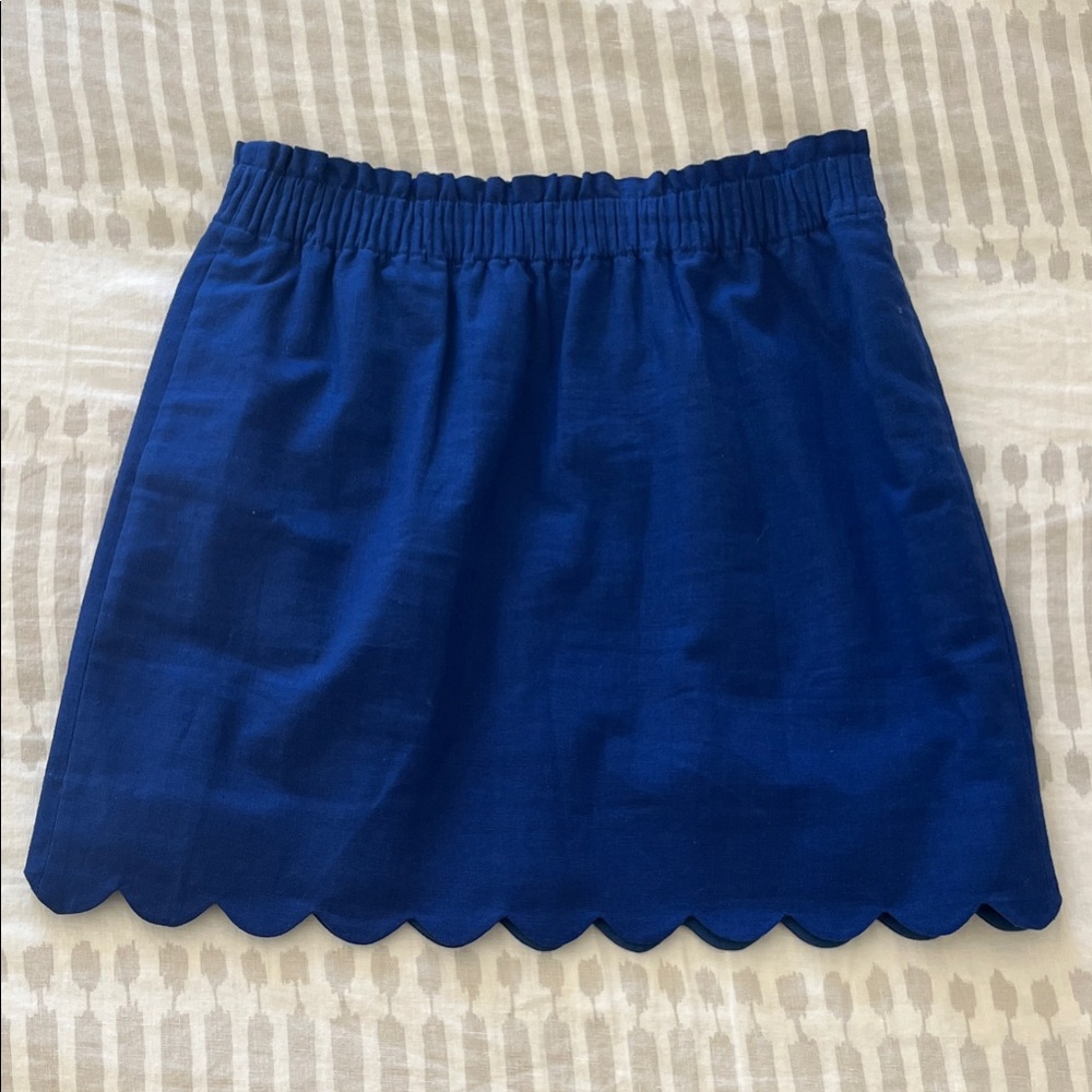 J. Crew Scallop-Hem Linen/Cotton Blend Mini Skirt